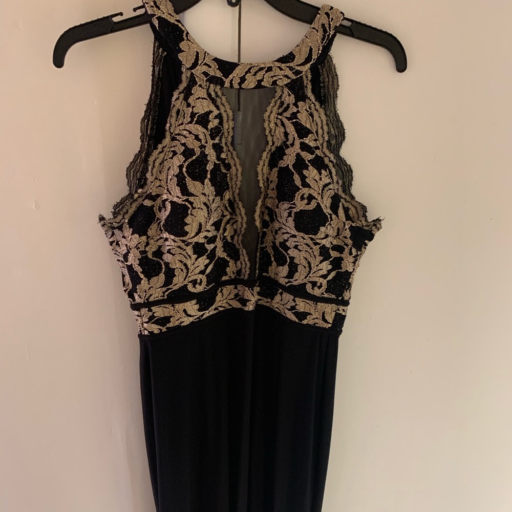 Black and Gold Gown with Slit